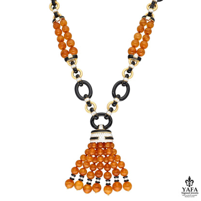 DAVID WEBB Amber Tassel Necklace