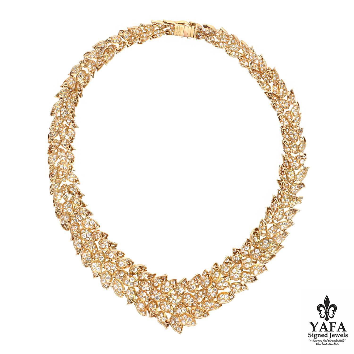 Van Cleef & Arpels Diamond Leaf Motif Necklace