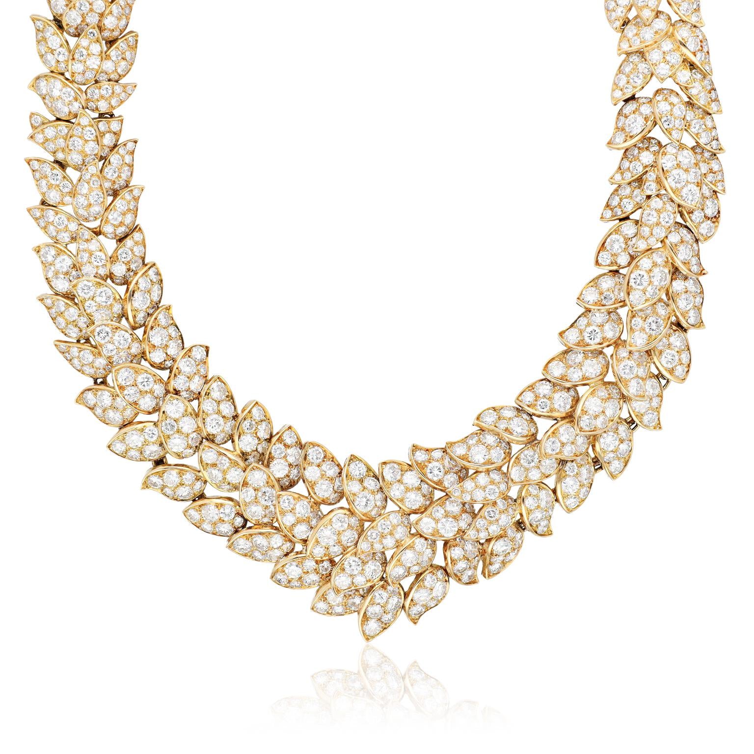 Van Cleef & Arpels Diamond Leaf Motif Necklace