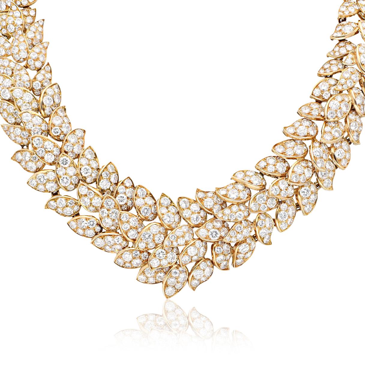 Van Cleef & Arpels Diamond Leaf Motif Necklace