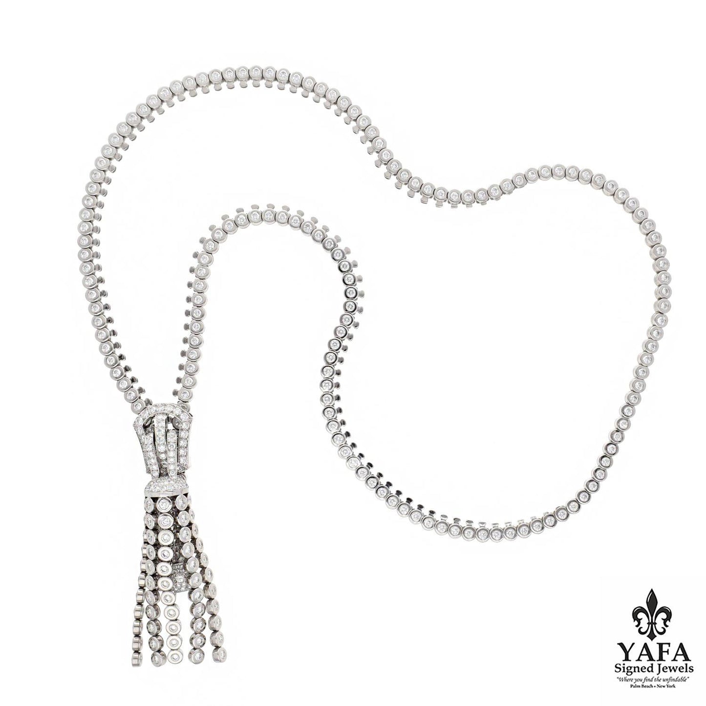 Van Cleef & Arpels 18K White Gold and Diamond Extra Long ZIP Necklace