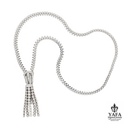 Van Cleef & Arpels 18K White Gold and Diamond Extra Long ZIP Necklace