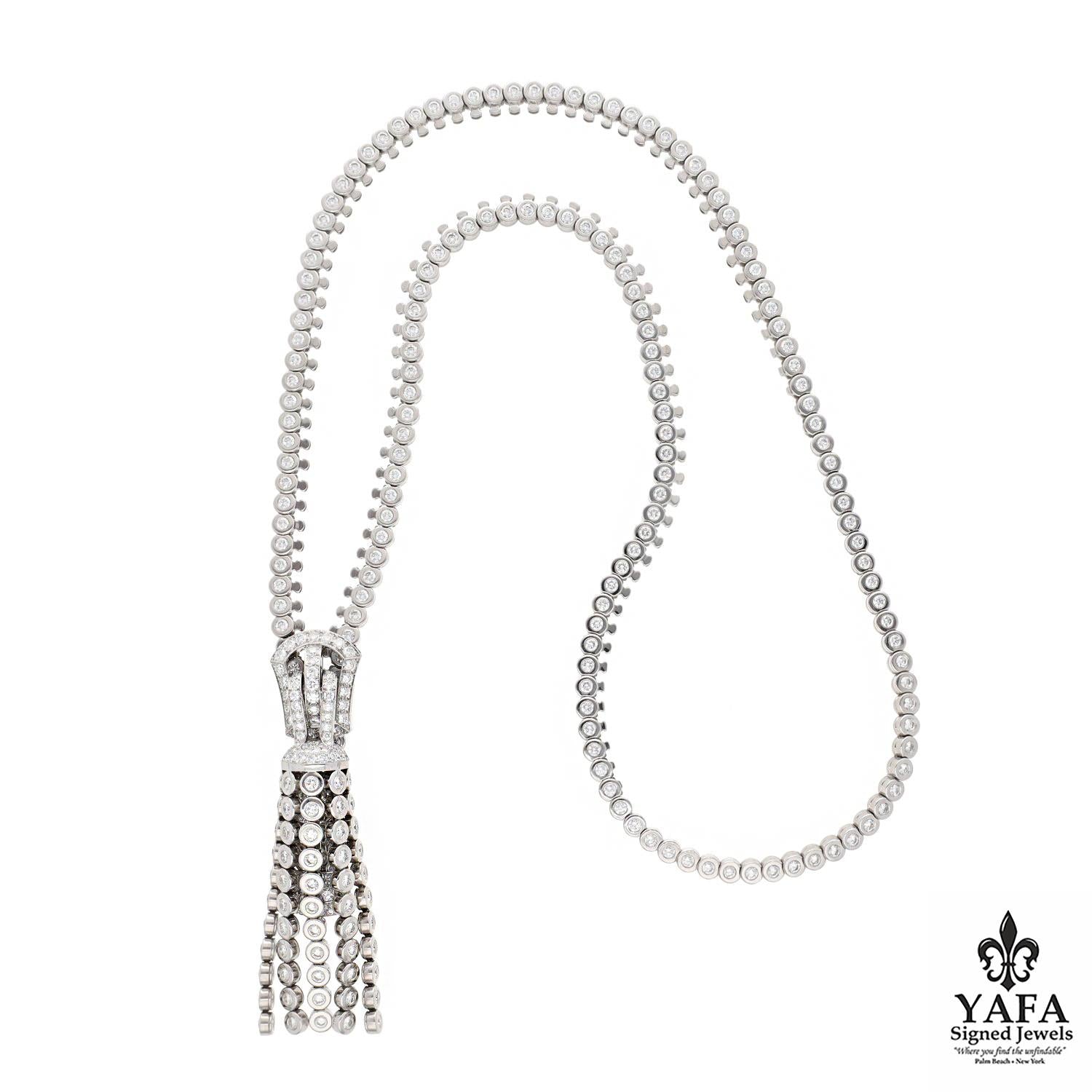 Van Cleef & Arpels 18K White Gold and Diamond Extra Long ZIP Necklace