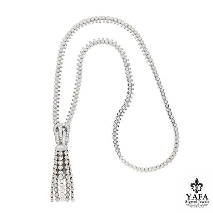 Van Cleef & Arpels 18K White Gold and Diamond Extra Long ZIP Necklace