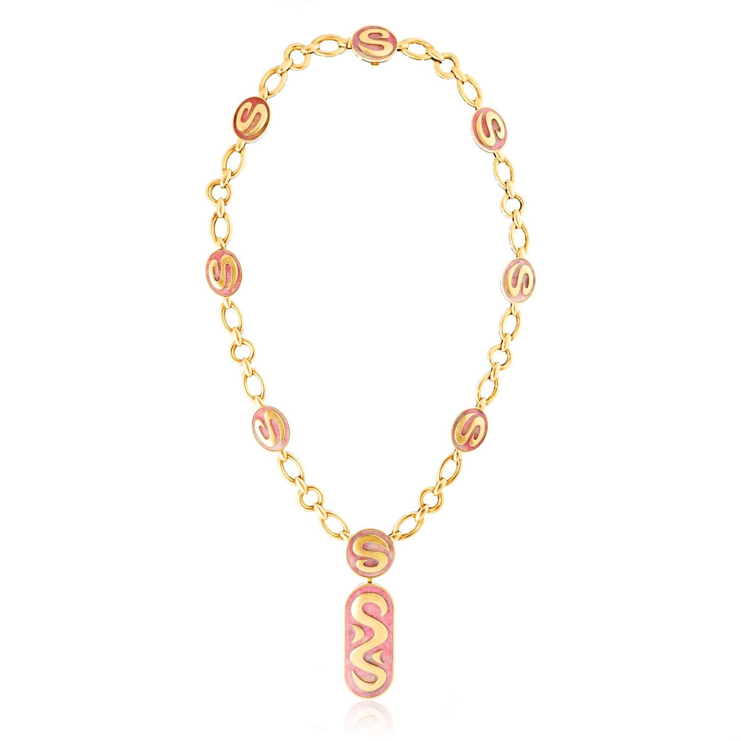 BULGARI 18K Yellow Gold and Rose Quartz Suite