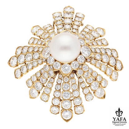 VAN CLEEF & ARPELS Pearl Diamond Clip-Brooch