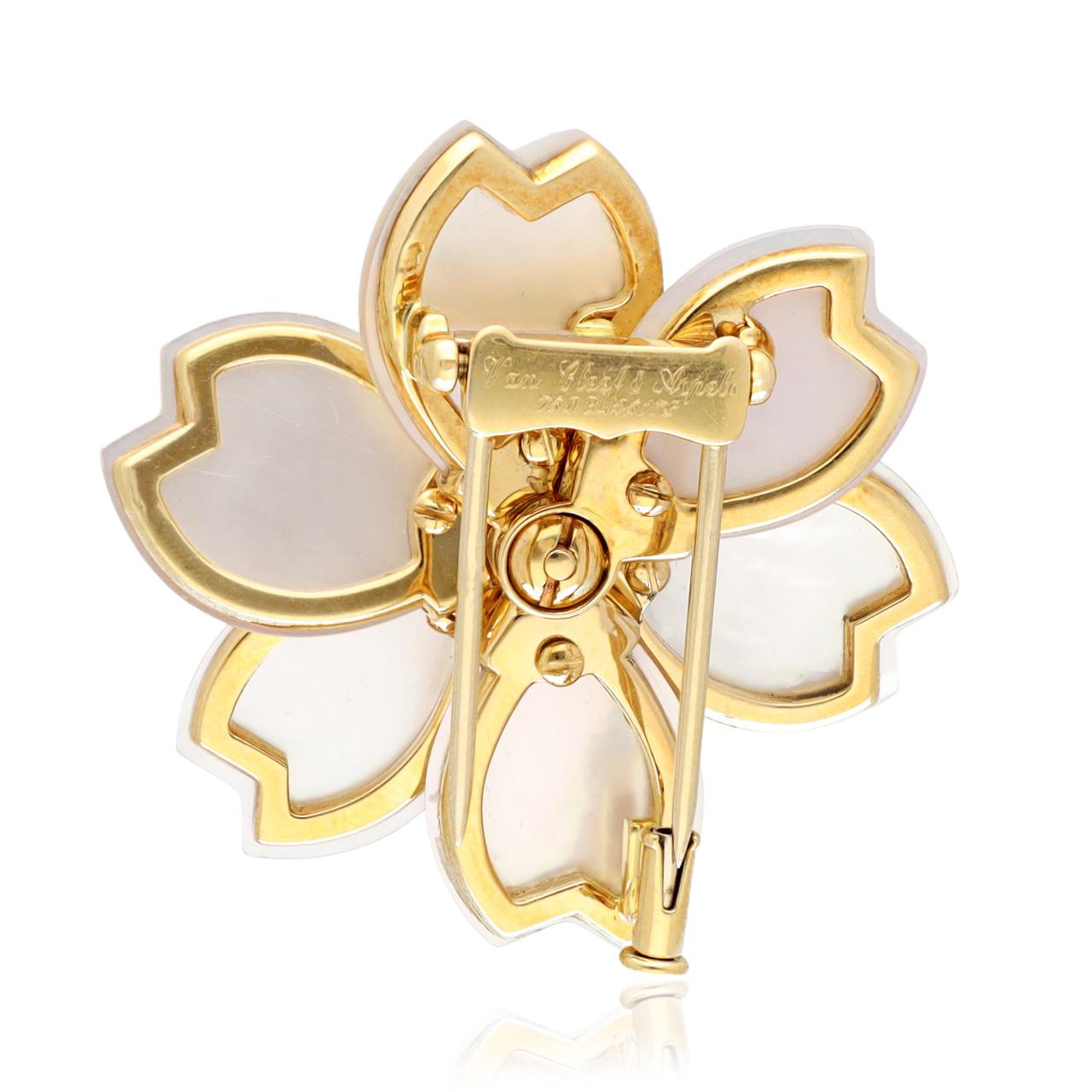 VAN CLEEF & ARPELS Diamond and Mother-of-Pearl “Rose de Noël” Brooch