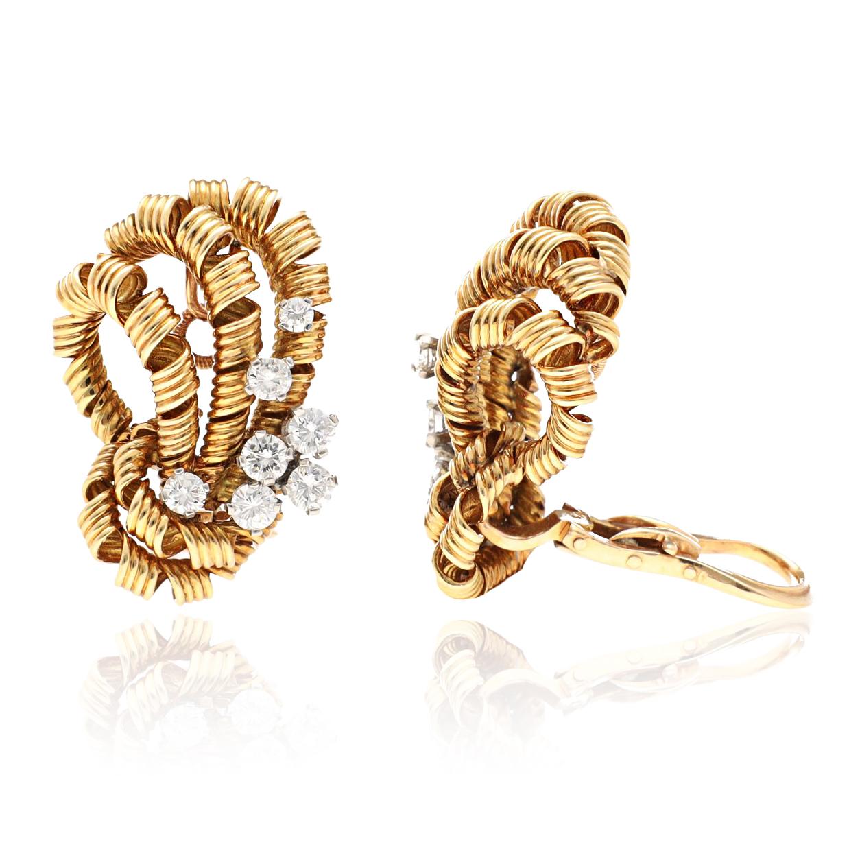TIFFANY & CO. Diamond Knot Brooch and Ear Clips