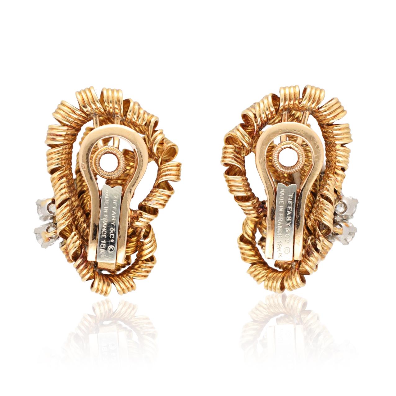 TIFFANY & CO. Diamond Knot Brooch and Ear Clips