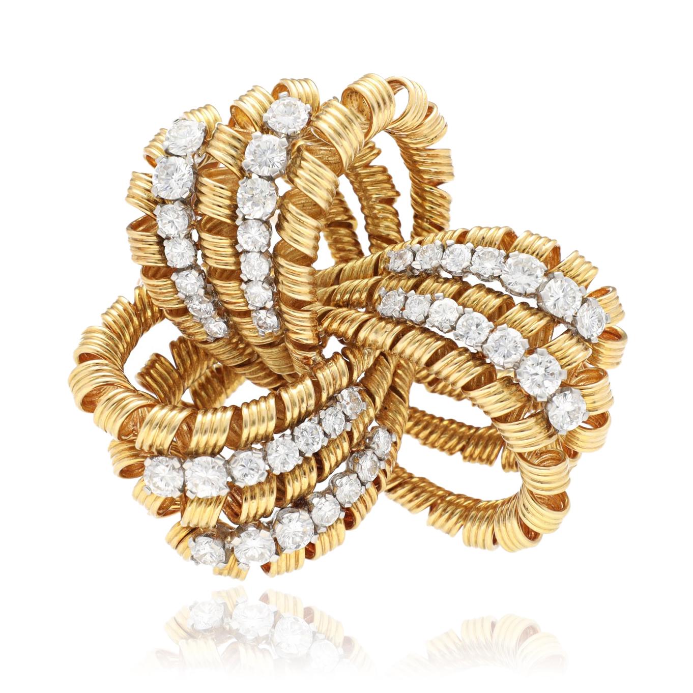 TIFFANY & CO. Diamond Knot Brooch and Ear Clips