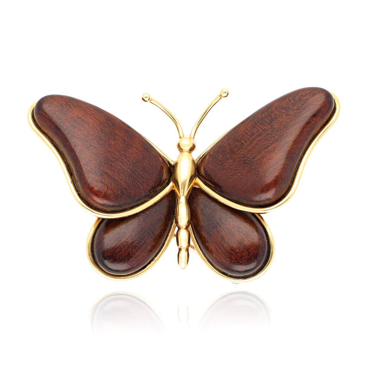 VAN CLEEF & ARPELS Wood Butterfly Brooch