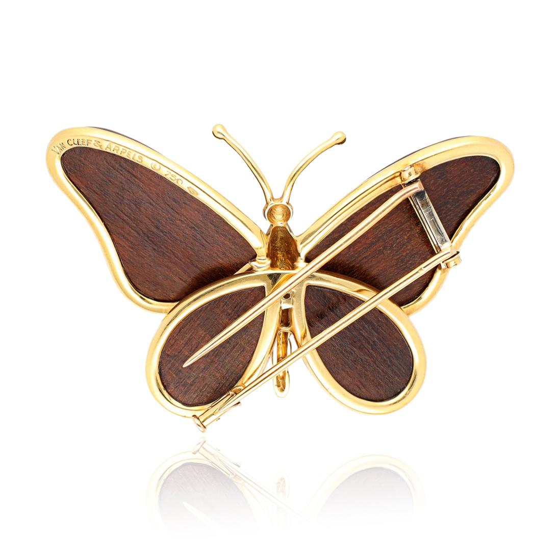 VAN CLEEF & ARPELS Wood Butterfly Brooch