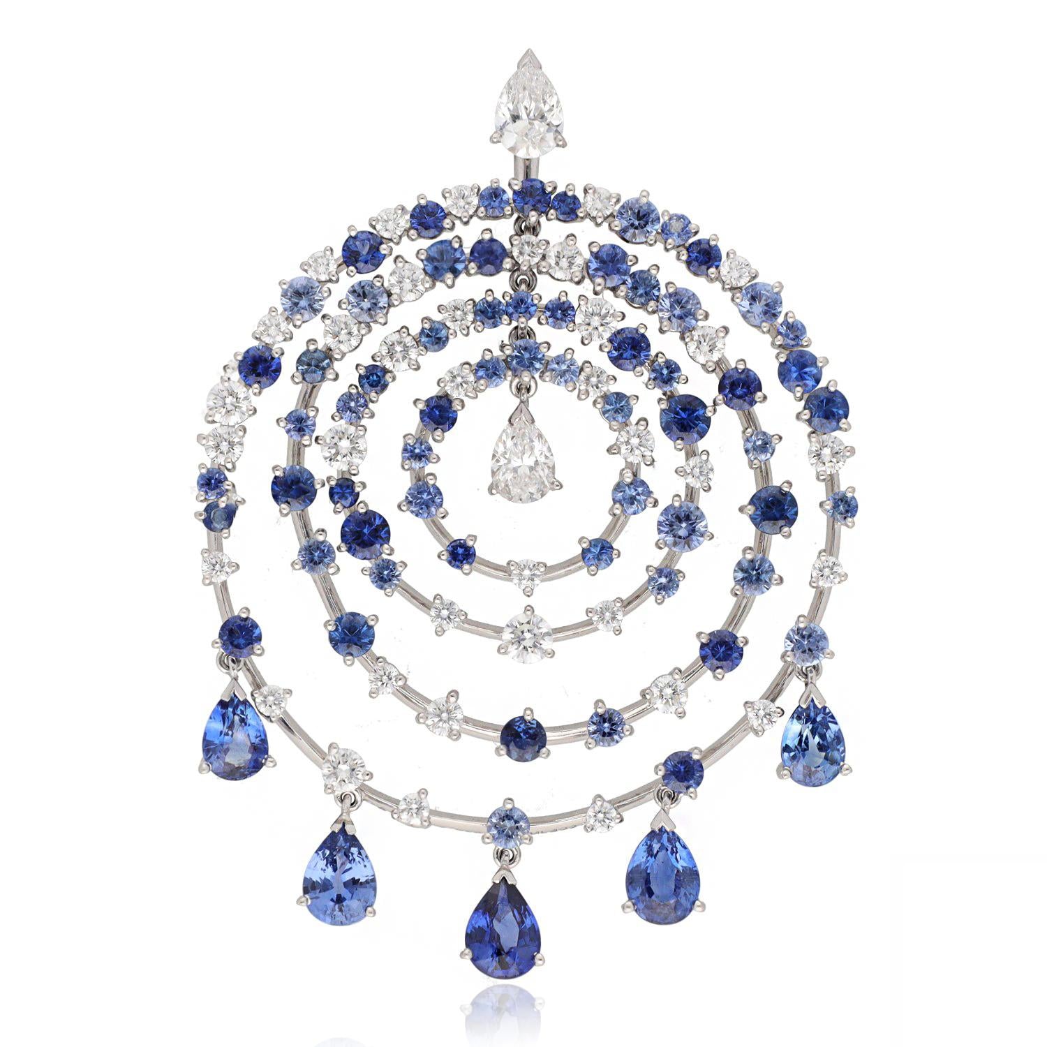 VAN CLEEF & ARPELS Sapphire and Diamond Concentric Circle Pendant
