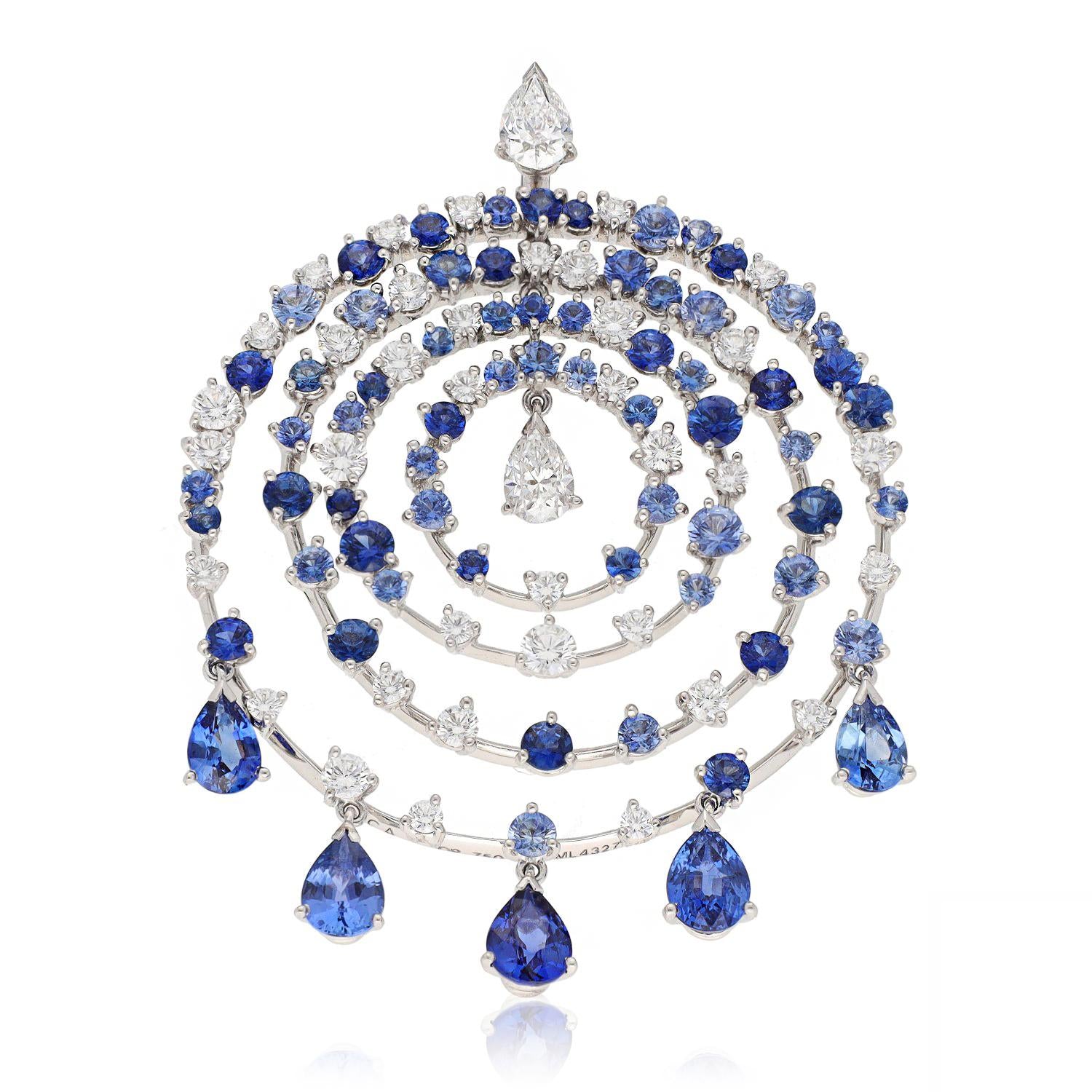 VAN CLEEF & ARPELS Sapphire and Diamond Concentric Circle Pendant