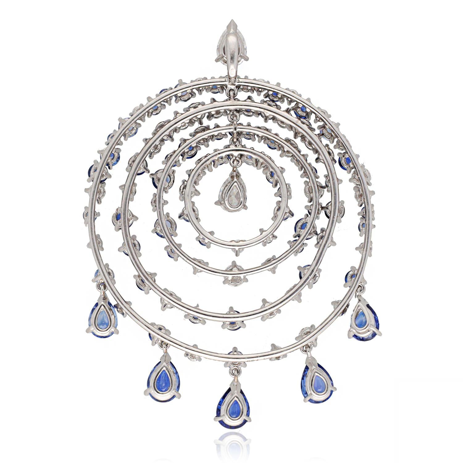 VAN CLEEF & ARPELS Sapphire and Diamond Concentric Circle Pendant