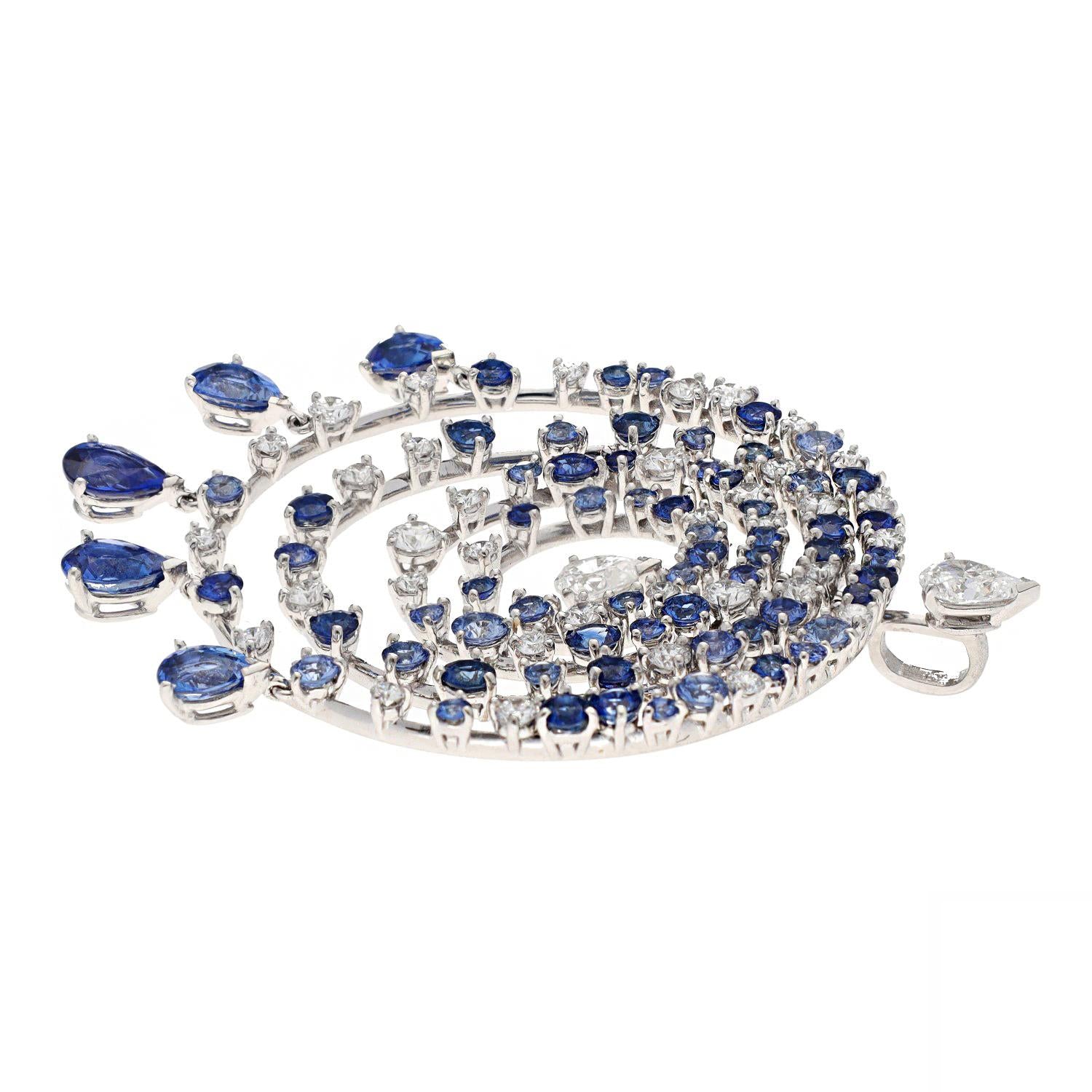 VAN CLEEF & ARPELS Sapphire and Diamond Concentric Circle Pendant