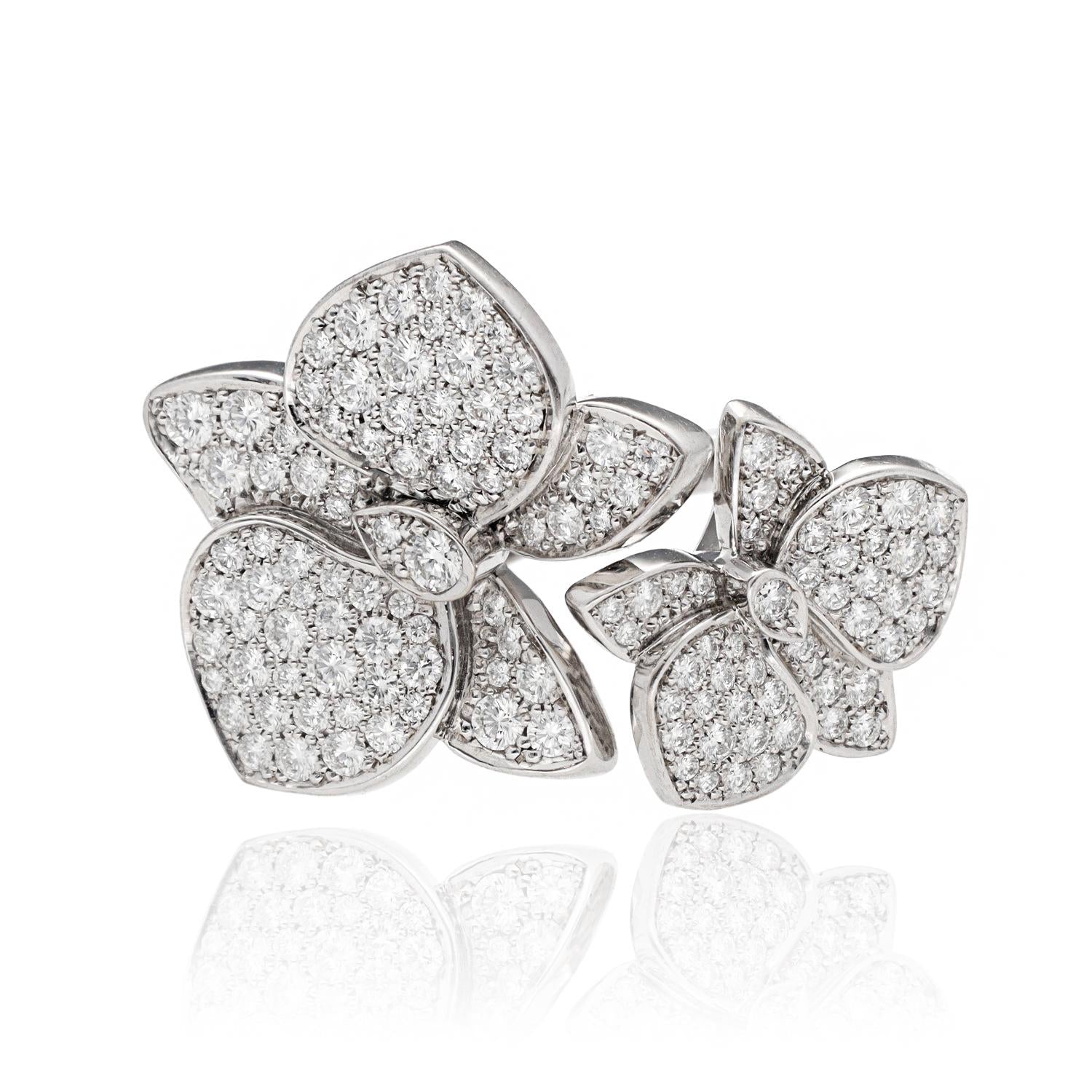 CARTIER Caresse d’Orchidées 18K White Gold Diamond Flower Ring