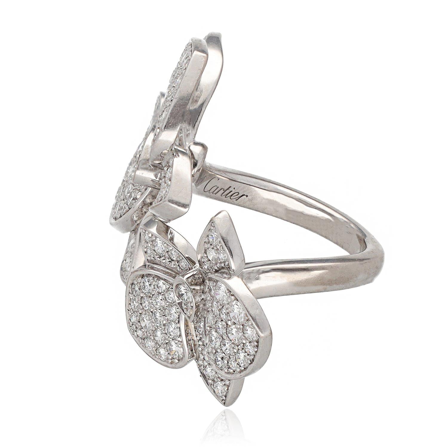 CARTIER Caresse d’Orchidées 18K White Gold Diamond Flower Ring