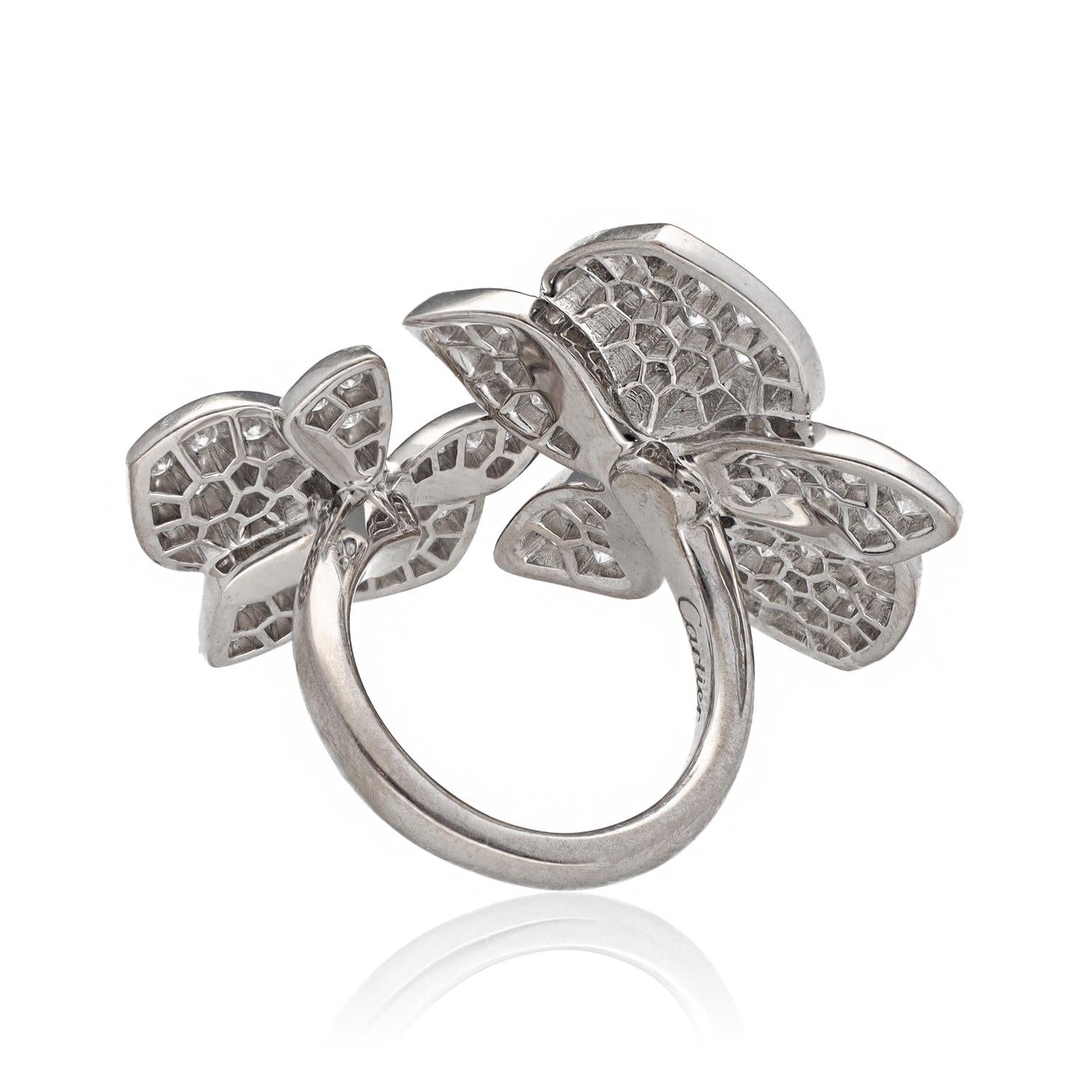 CARTIER Caresse d’Orchidées 18K White Gold Diamond Flower Ring