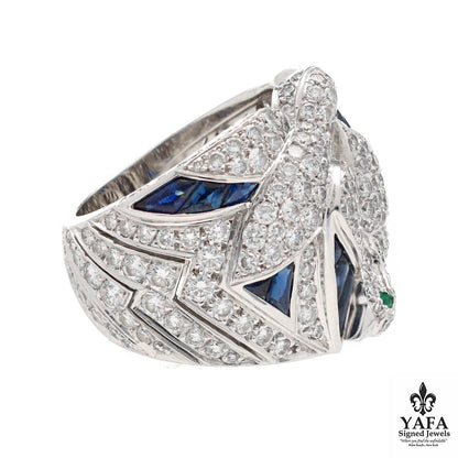 Cartier Diamond and Sapphire Dove Les Oiseaux Liberes Ring