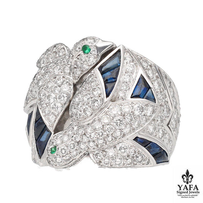 Cartier Diamond and Sapphire Dove Les Oiseaux Liberes Ring