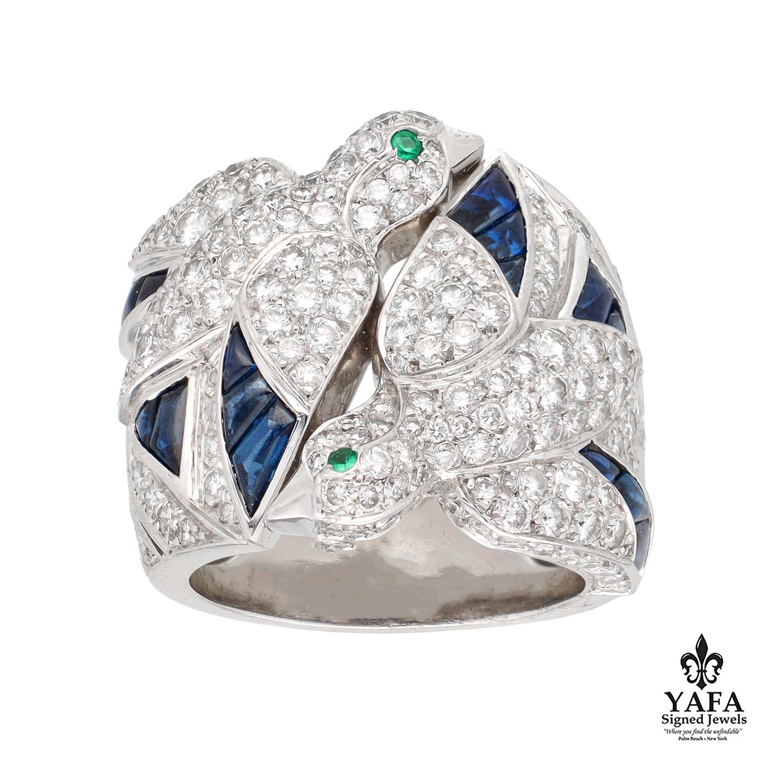 Cartier Diamond and Sapphire Dove Les Oiseaux Liberes Ring