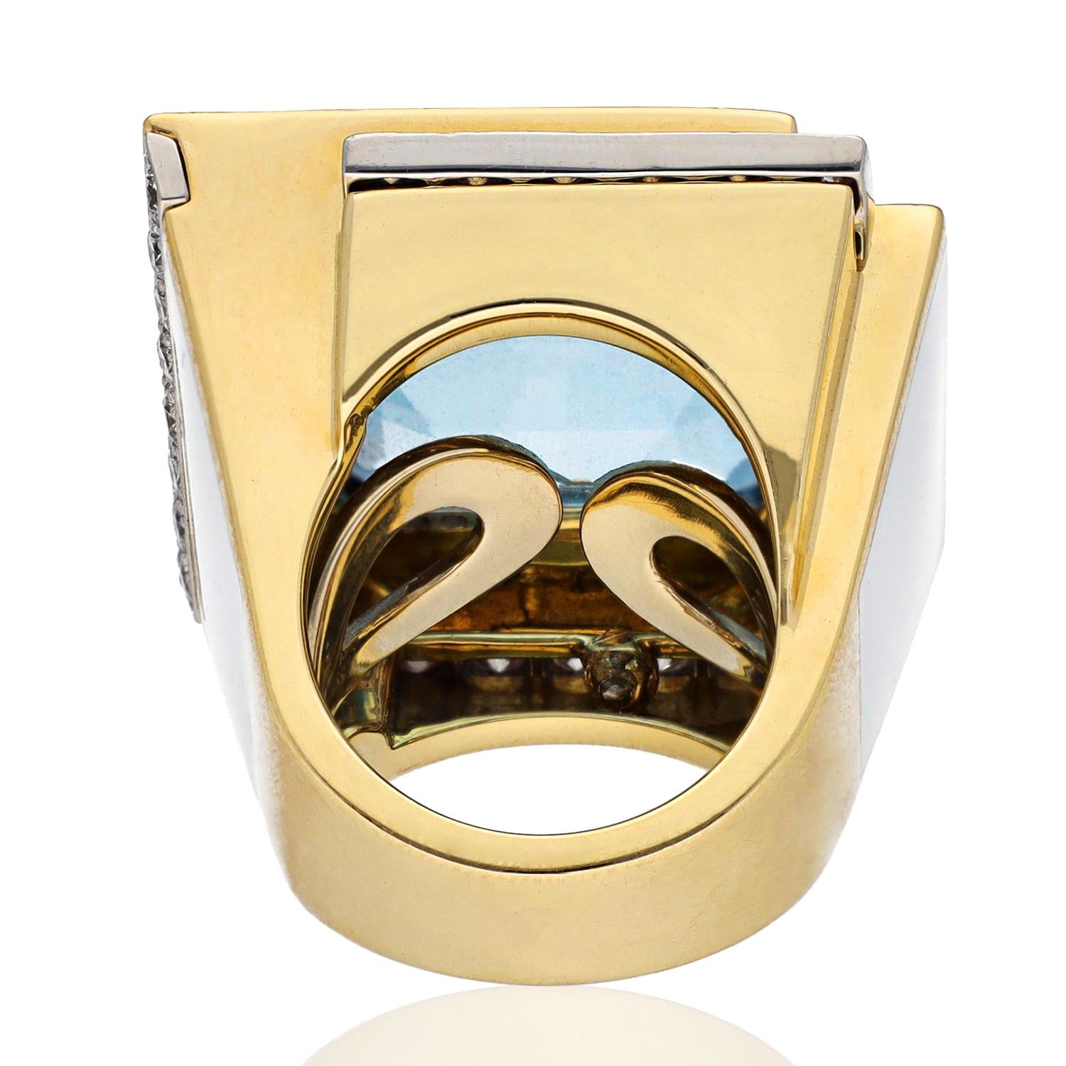 DAVID WEBB 'Cubist' Aquamarine Ring