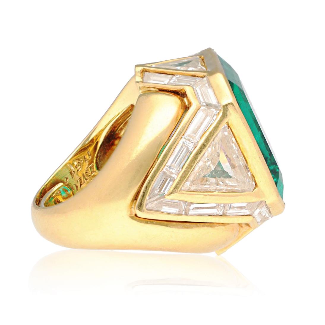 BULGARI Colombian Emerald and Diamond Architectural Ring