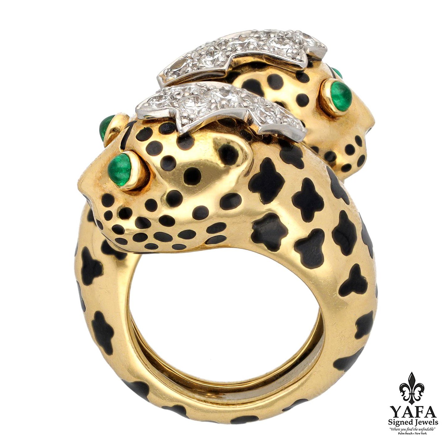 DAVID WEBB Double Wrap Leopard Head Ring