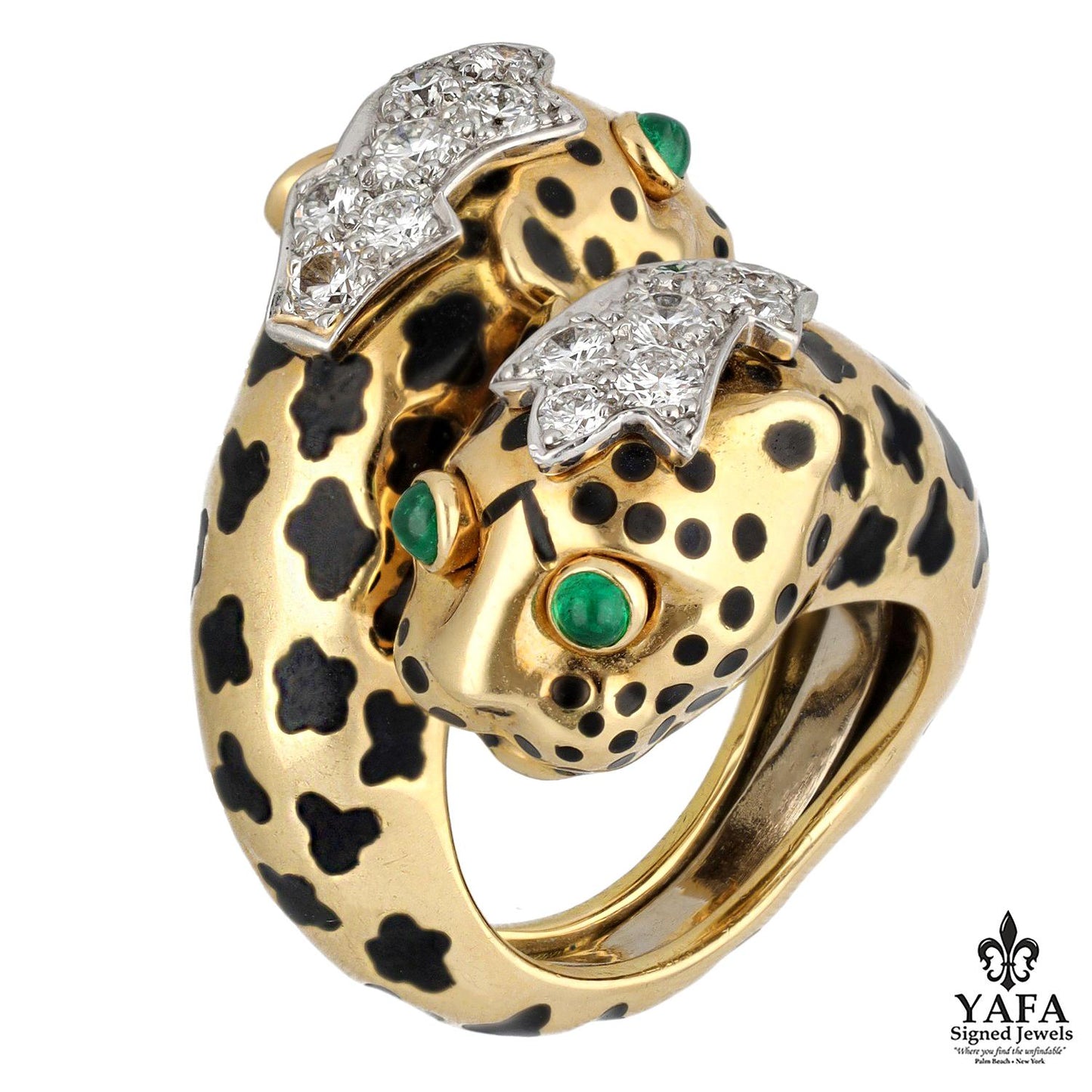 DAVID WEBB Double Wrap Leopard Head Ring