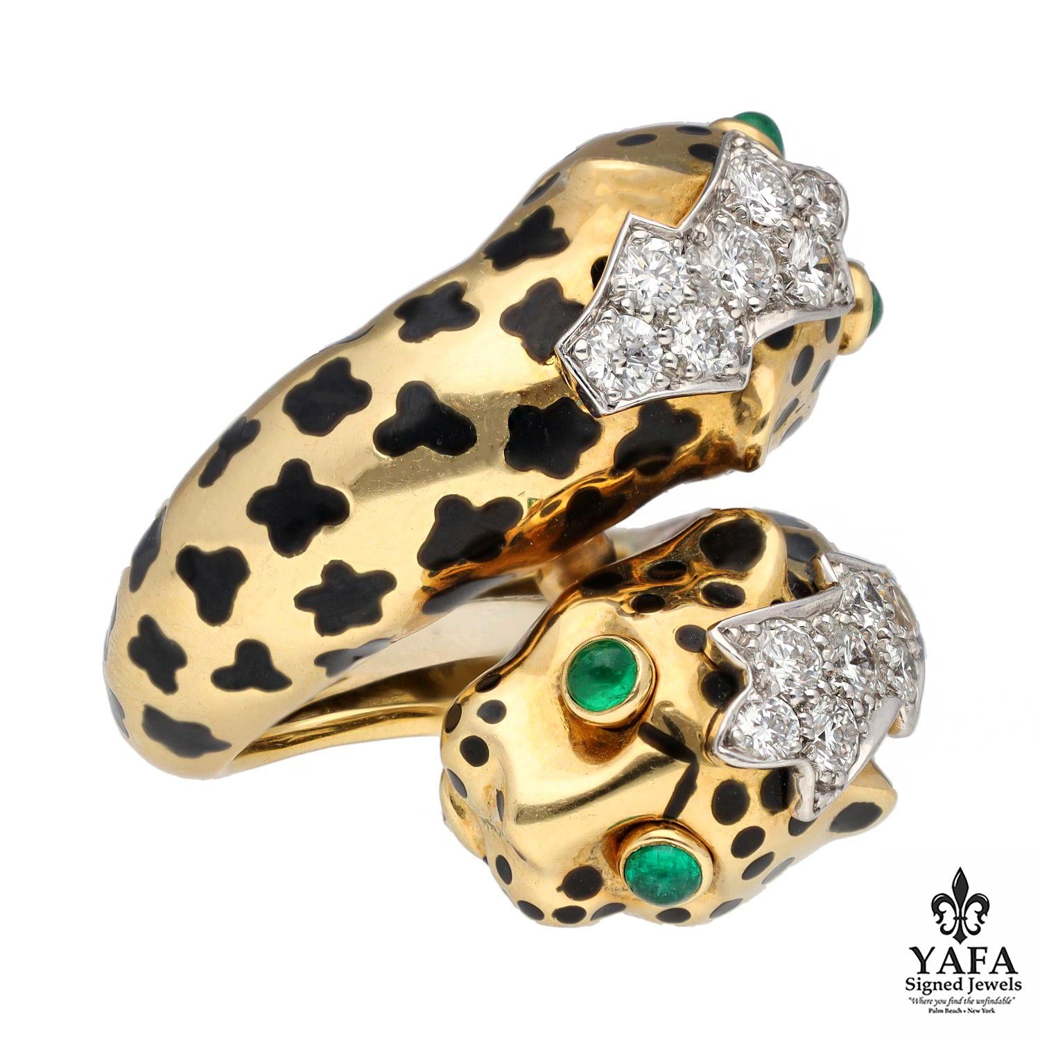 DAVID WEBB Double Wrap Leopard Head Ring