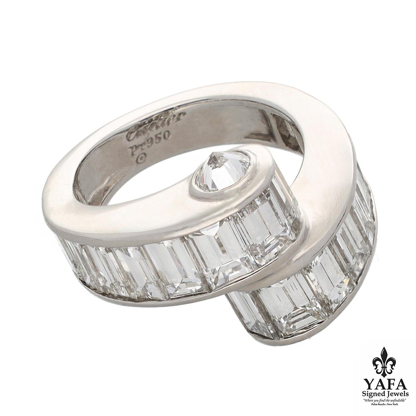 Cartier Platinum and Baguette Diamond Menotte Ring