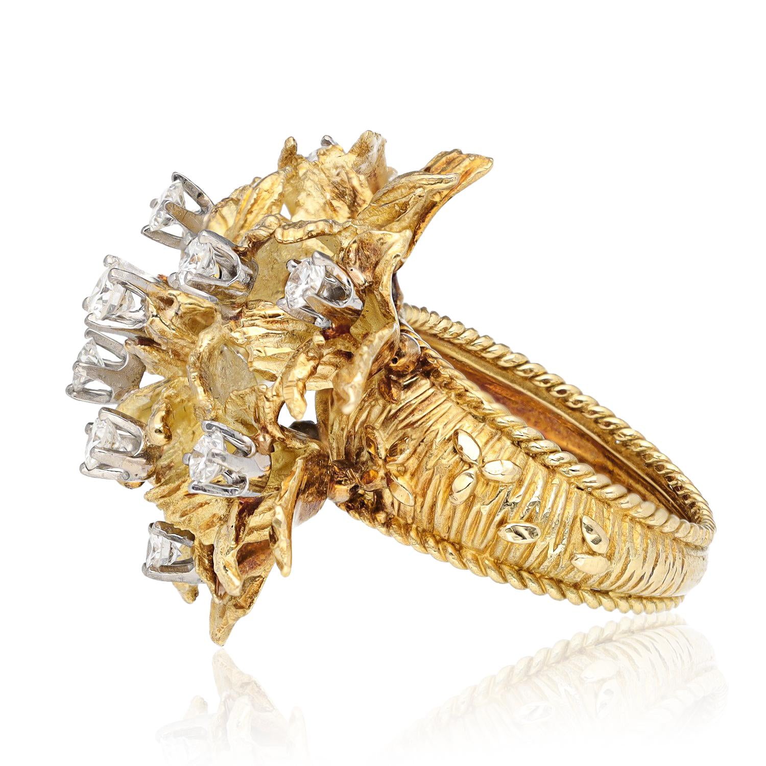 Floral Gold and Diamond Ring