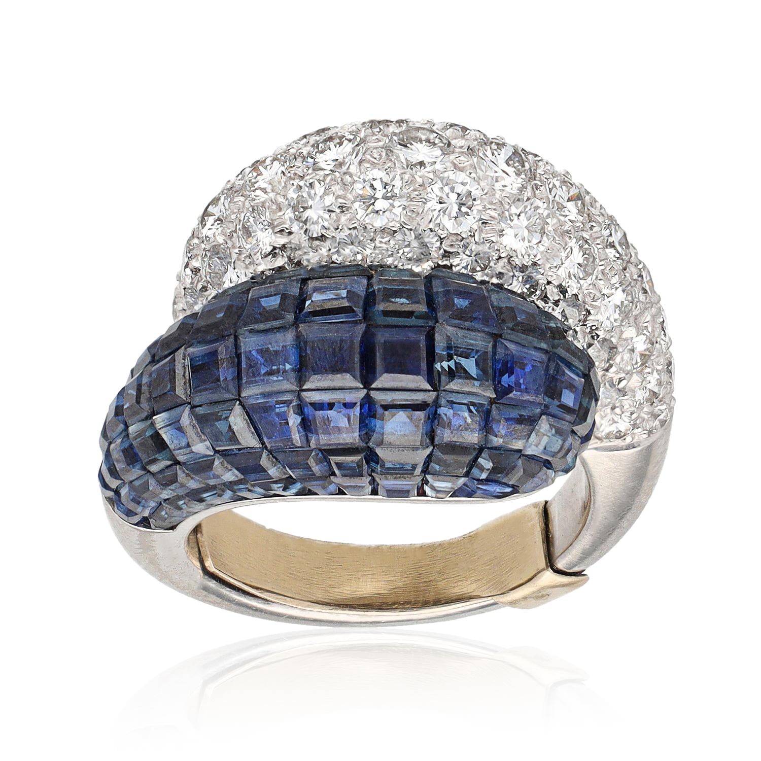 VAN CLEEF & ARPELS Platinum, Diamond and Mystery-Set Sapphire “Boule” Ring