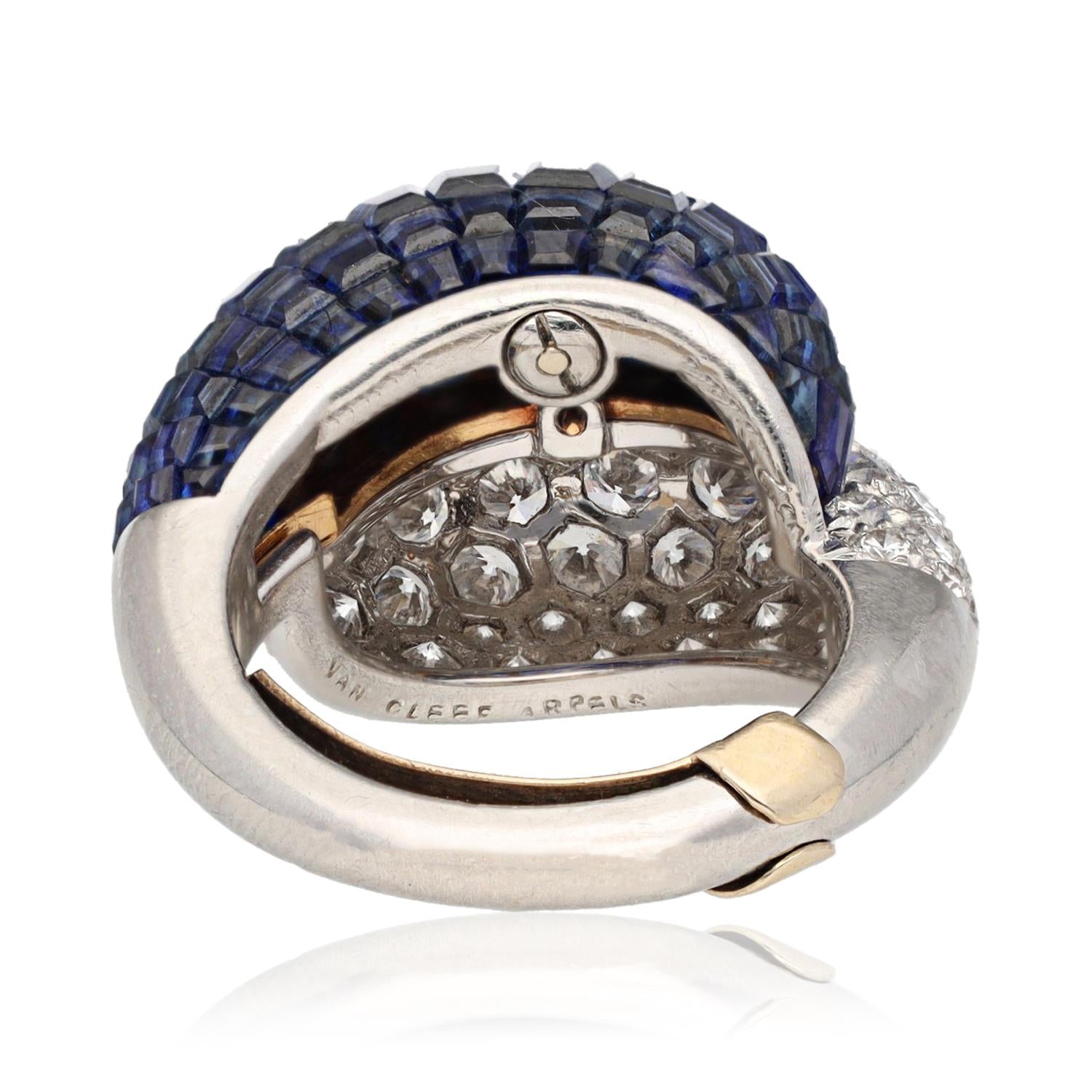 VAN CLEEF & ARPELS Platinum, Diamond and Mystery-Set Sapphire “Boule” Ring