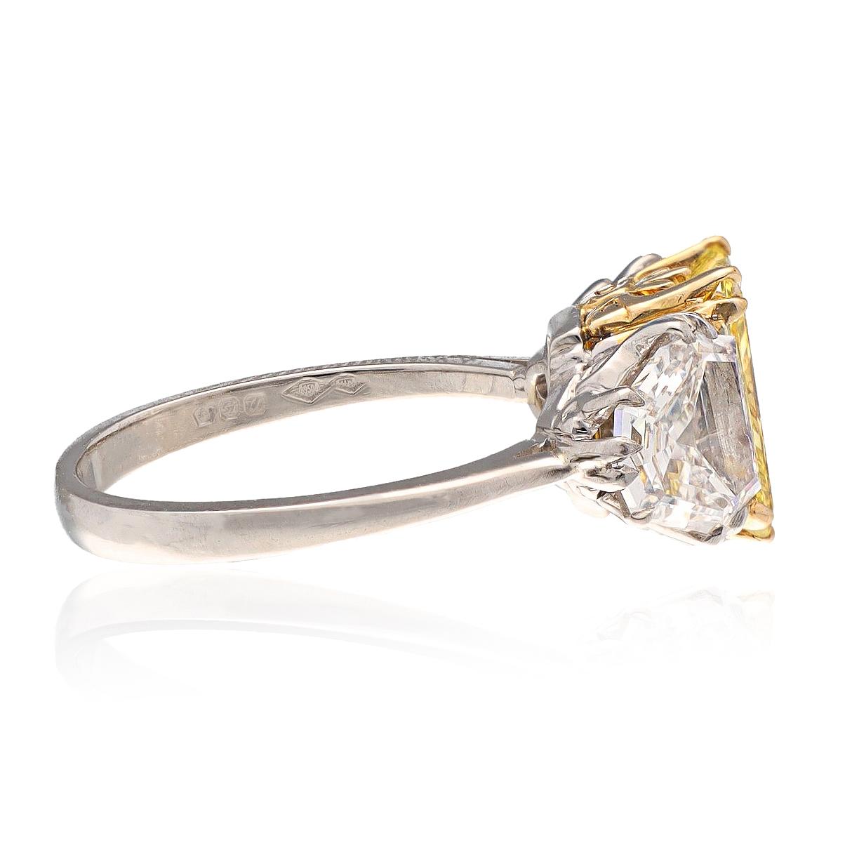 Platinum And 18K Yellow Gold Fancy Vivid Yellow Diamond Ring