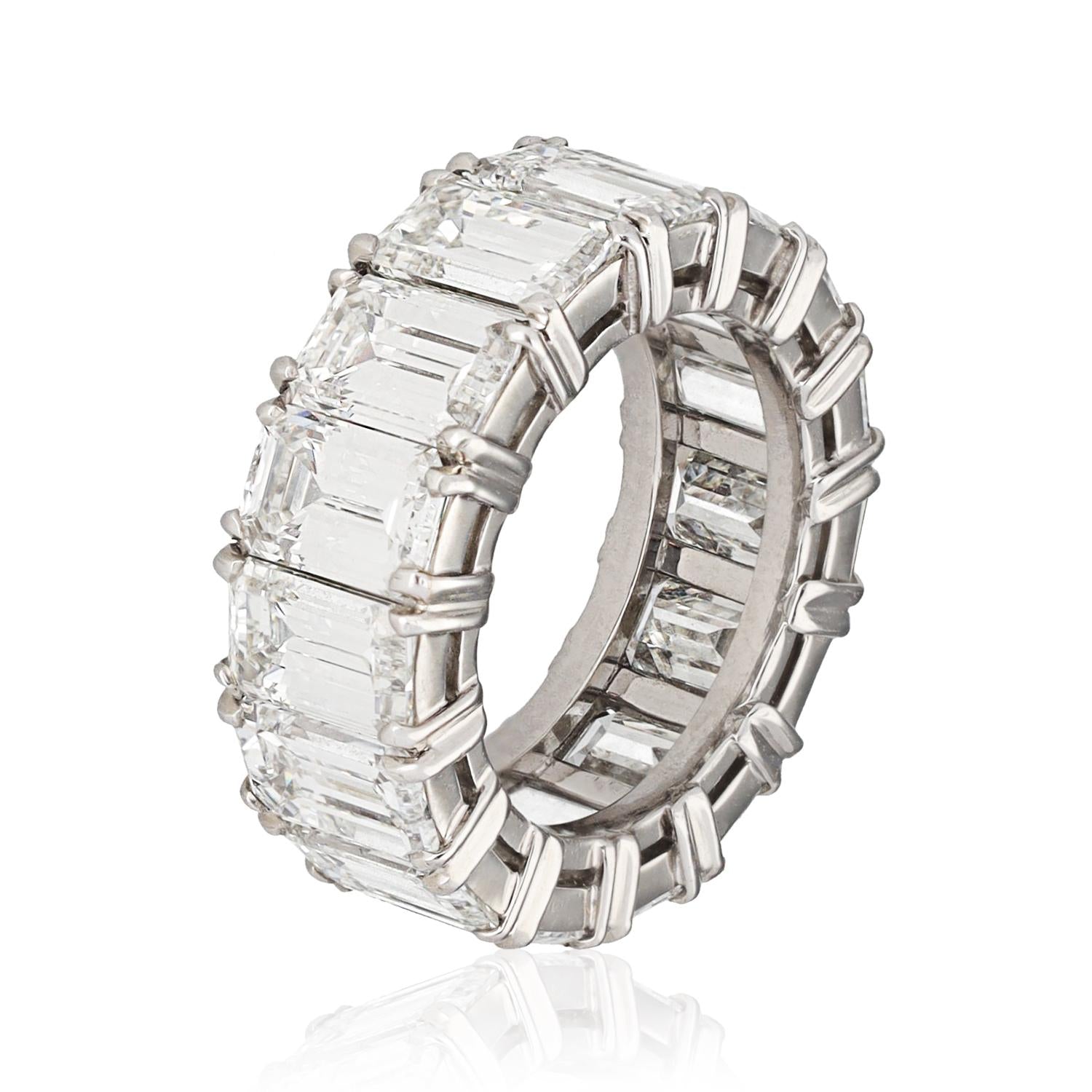 Platinum Emerald-Cut Diamond Eternity Band