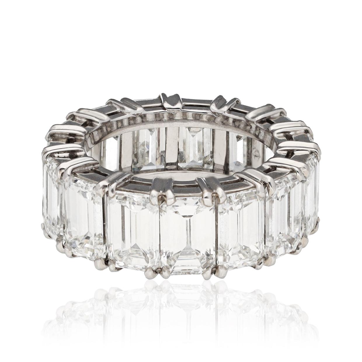 Platinum Emerald-Cut Diamond Eternity Band