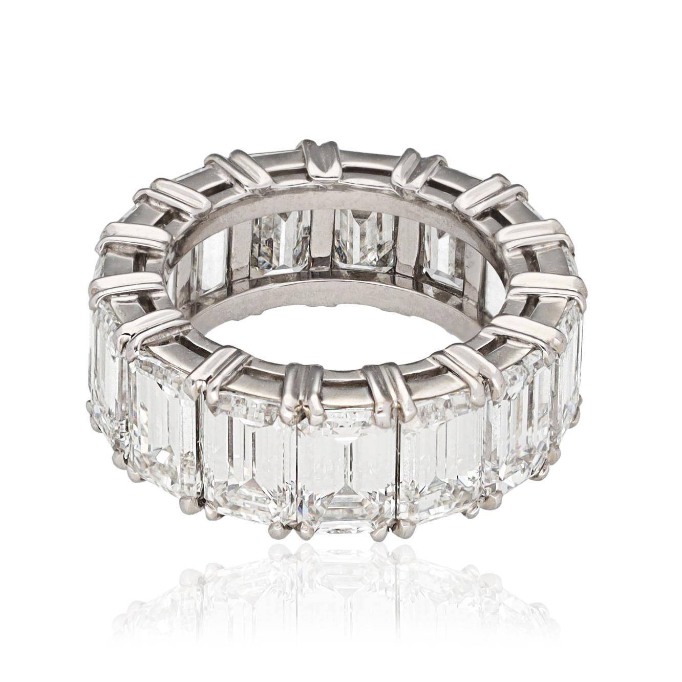 Platinum Emerald-Cut Diamond Eternity Band