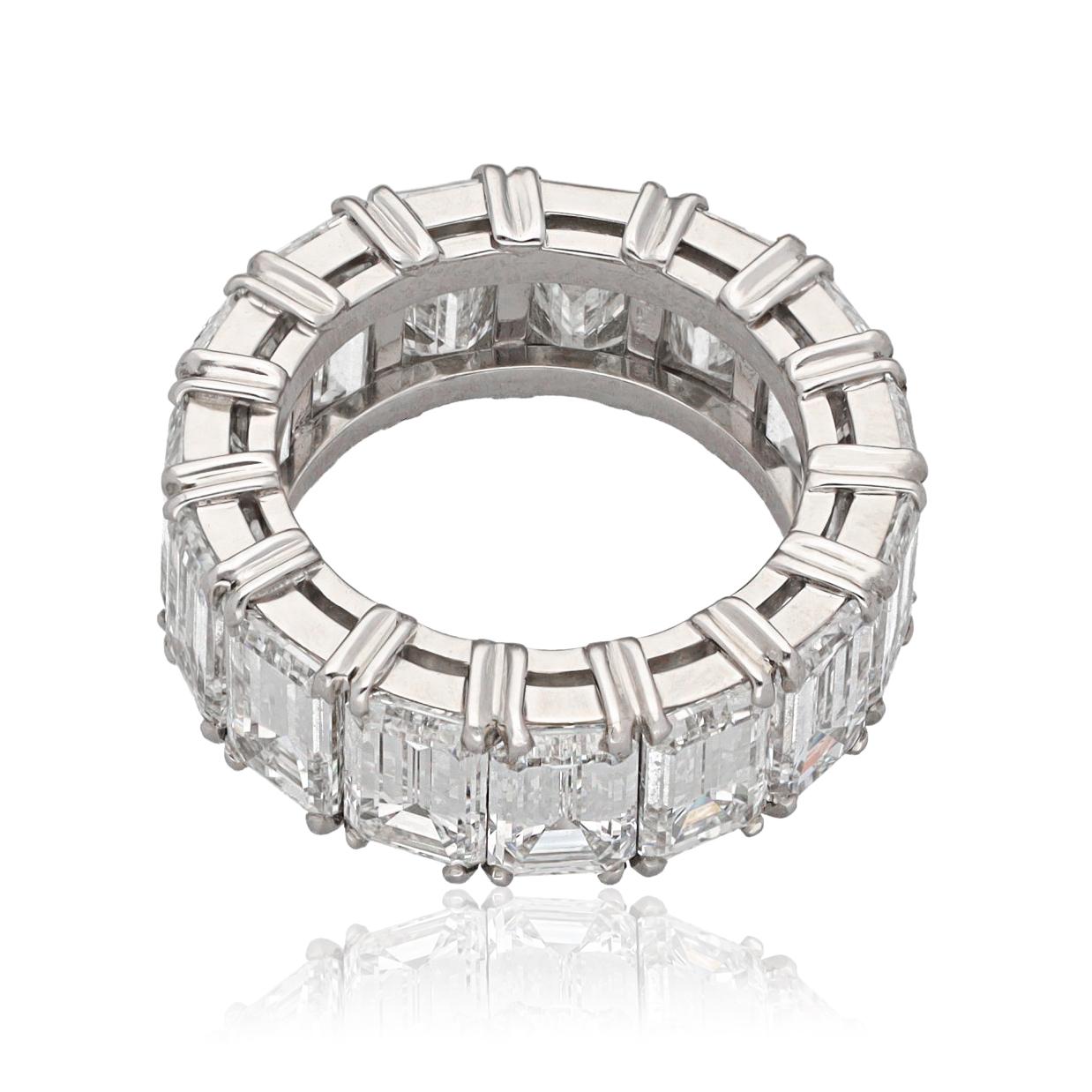 Platinum Emerald-Cut Diamond Eternity Band