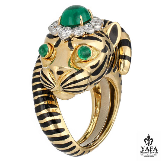 DAVID WEBB Tiger Ring, Emerald Eyes