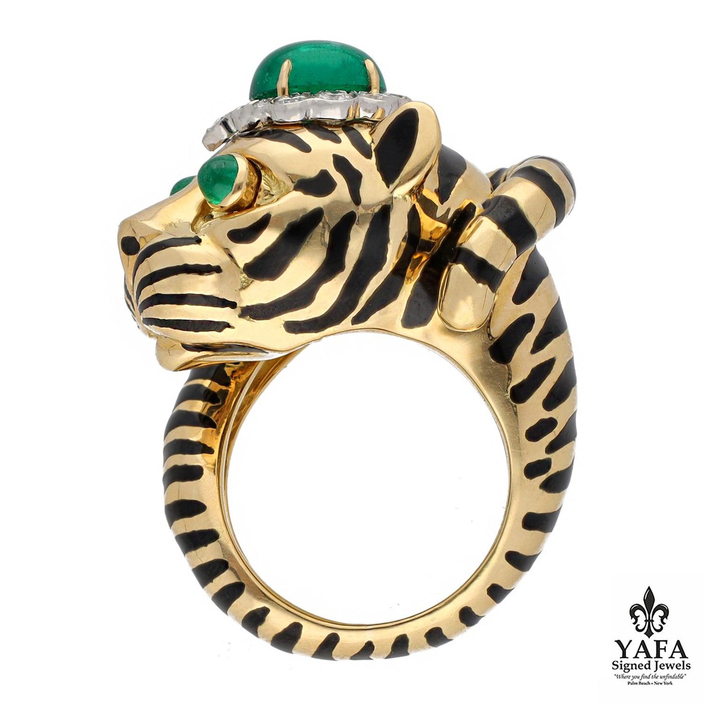 DAVID WEBB Tiger Ring, Emerald Eyes