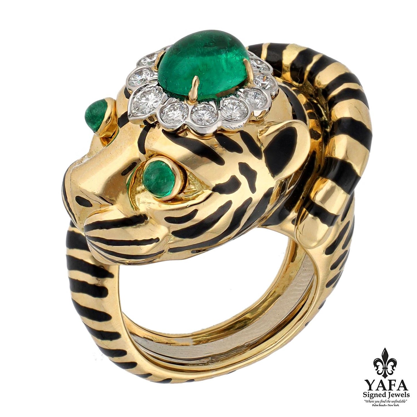 DAVID WEBB Tiger Ring, Emerald Eyes