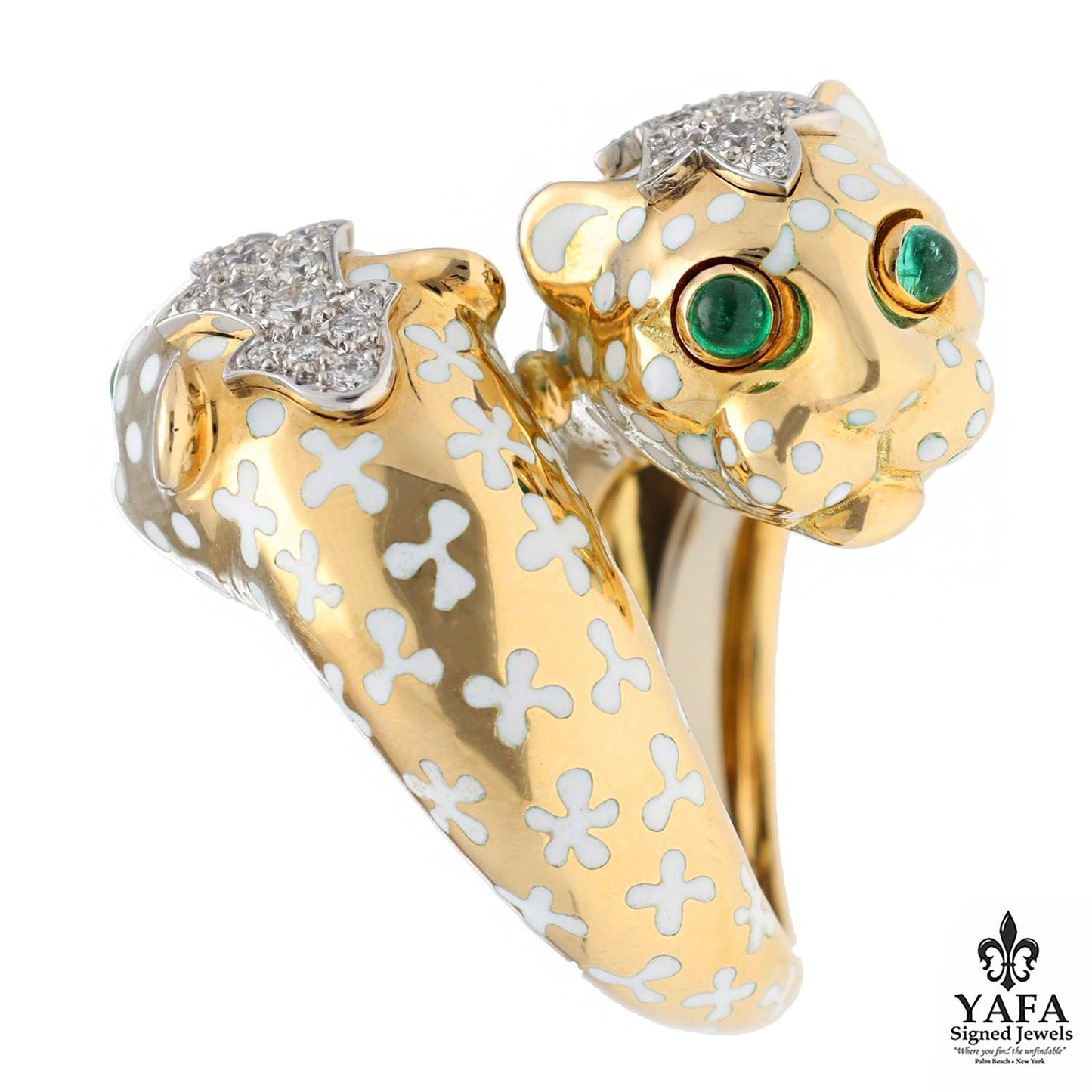 DAVID WEBB Leopard Ring, Emerald & Diamond