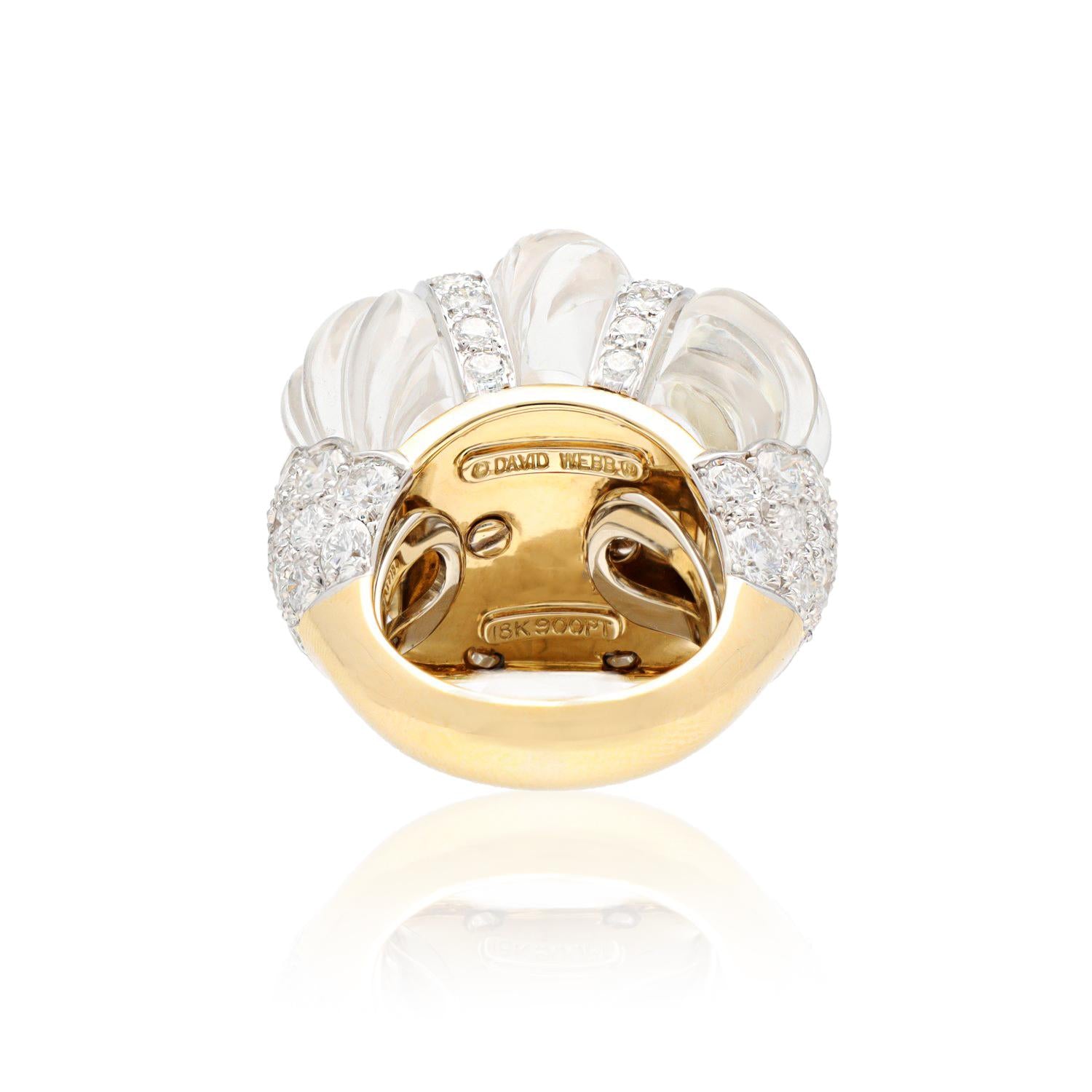 DAVID WEBB “Swizzle” Rock Crystal & Diamond Ring