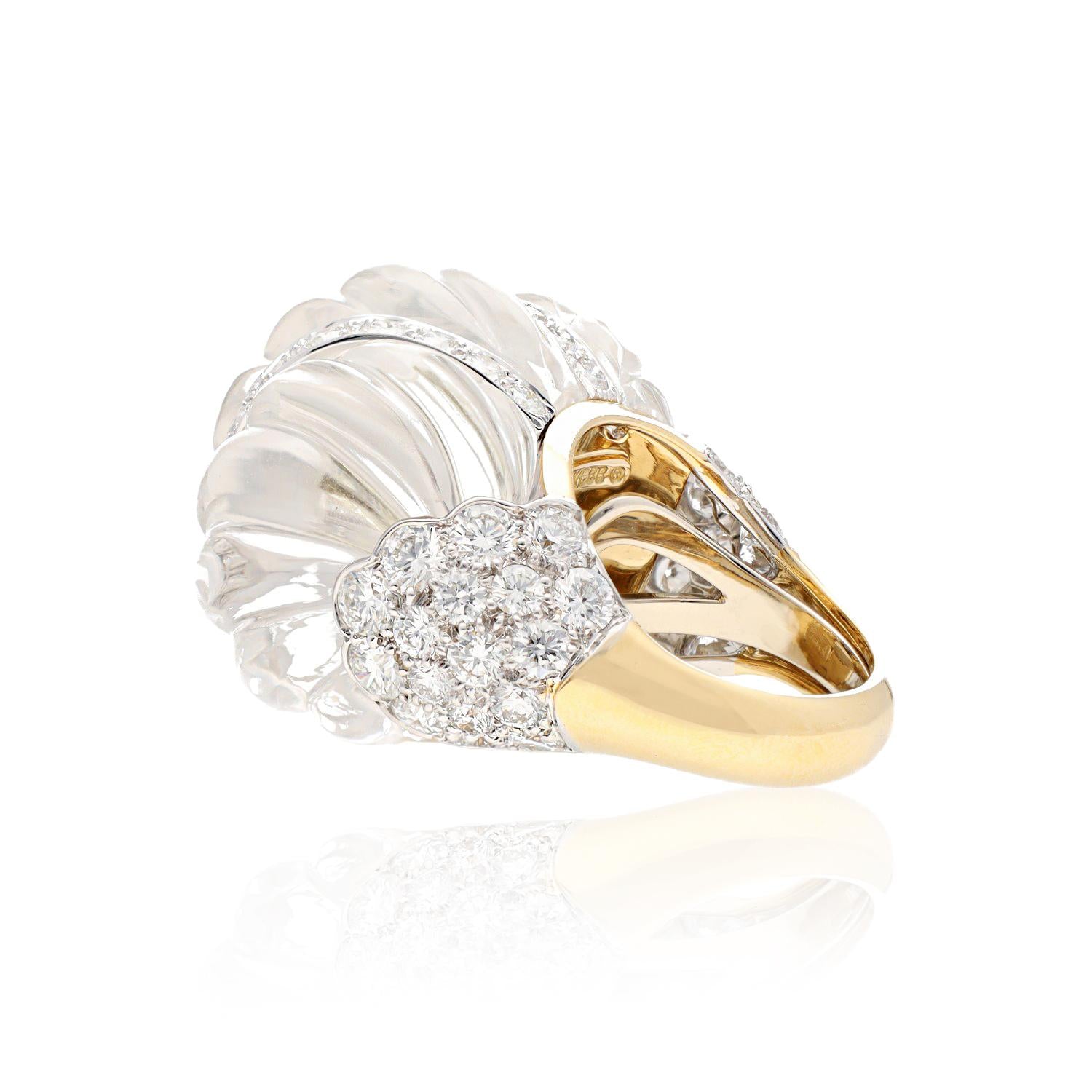 DAVID WEBB “Swizzle” Rock Crystal & Diamond Ring