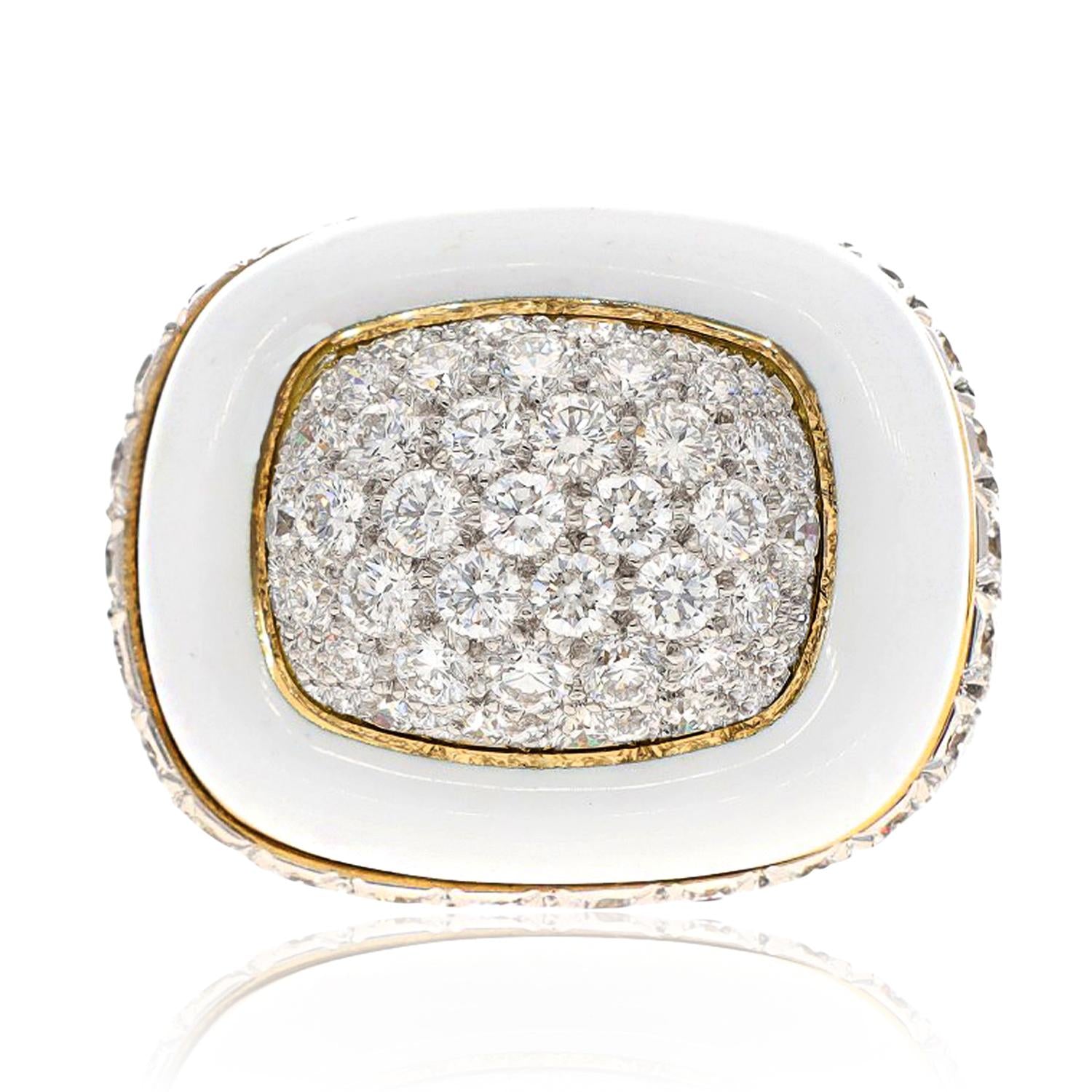 DAVID WEBB Cabana Ring, White Enamel