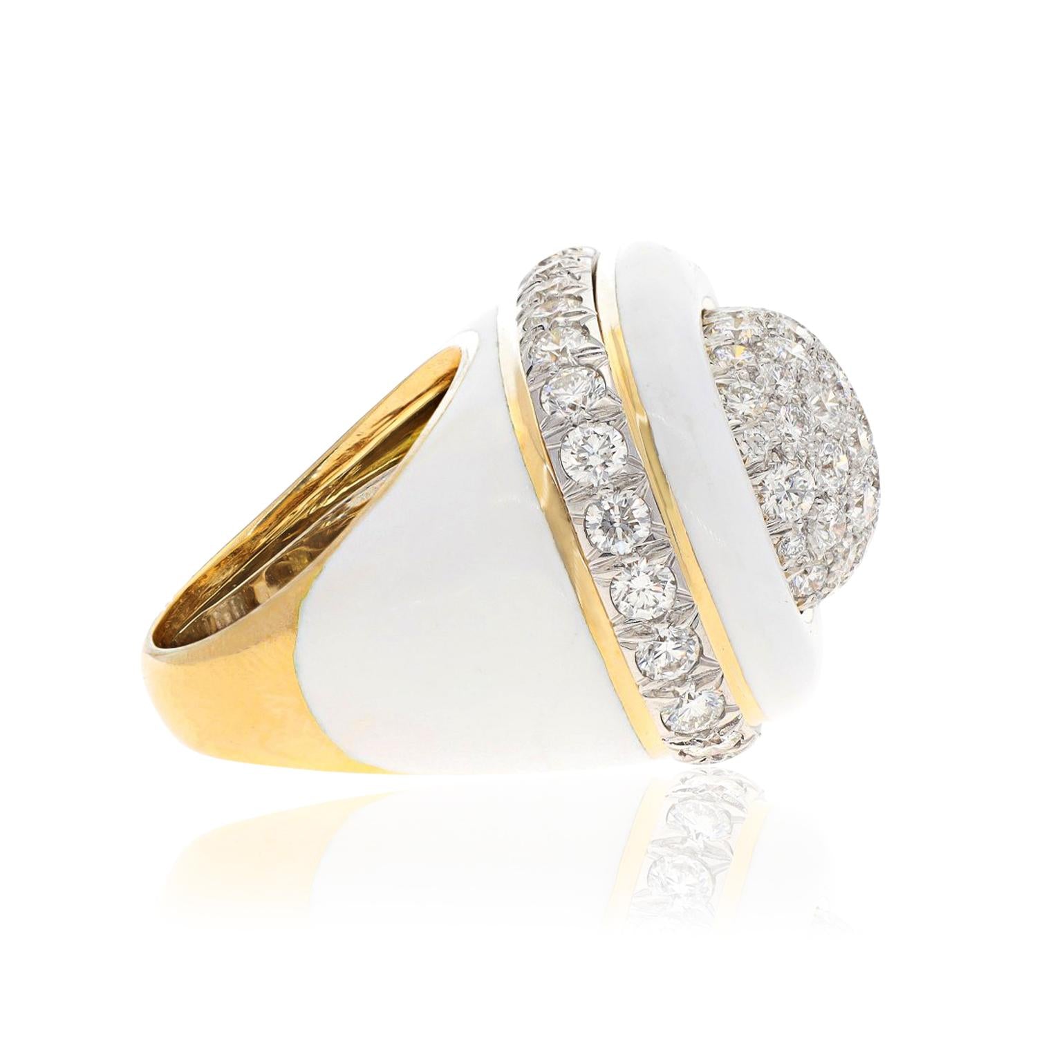 DAVID WEBB Cabana Ring, White Enamel