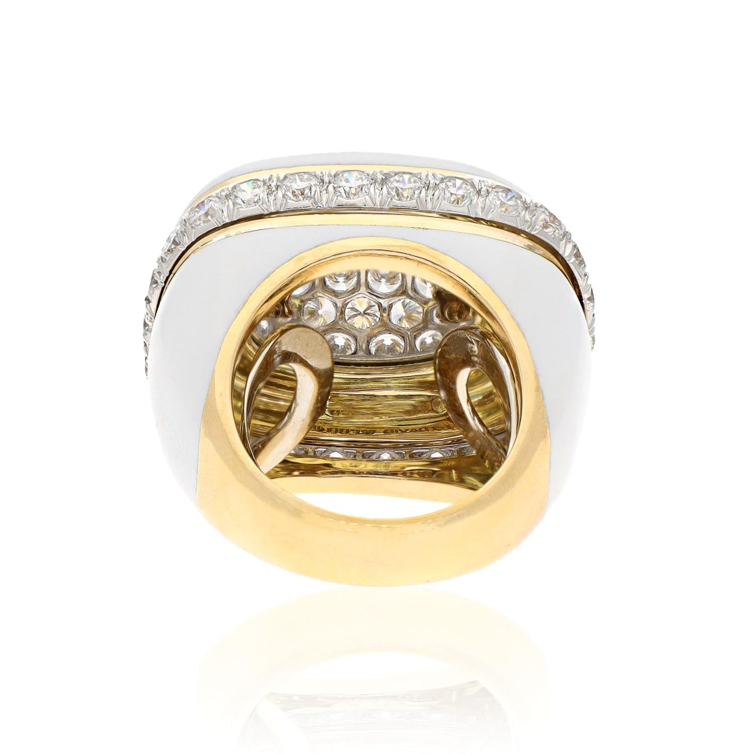 DAVID WEBB Cabana Ring, White Enamel