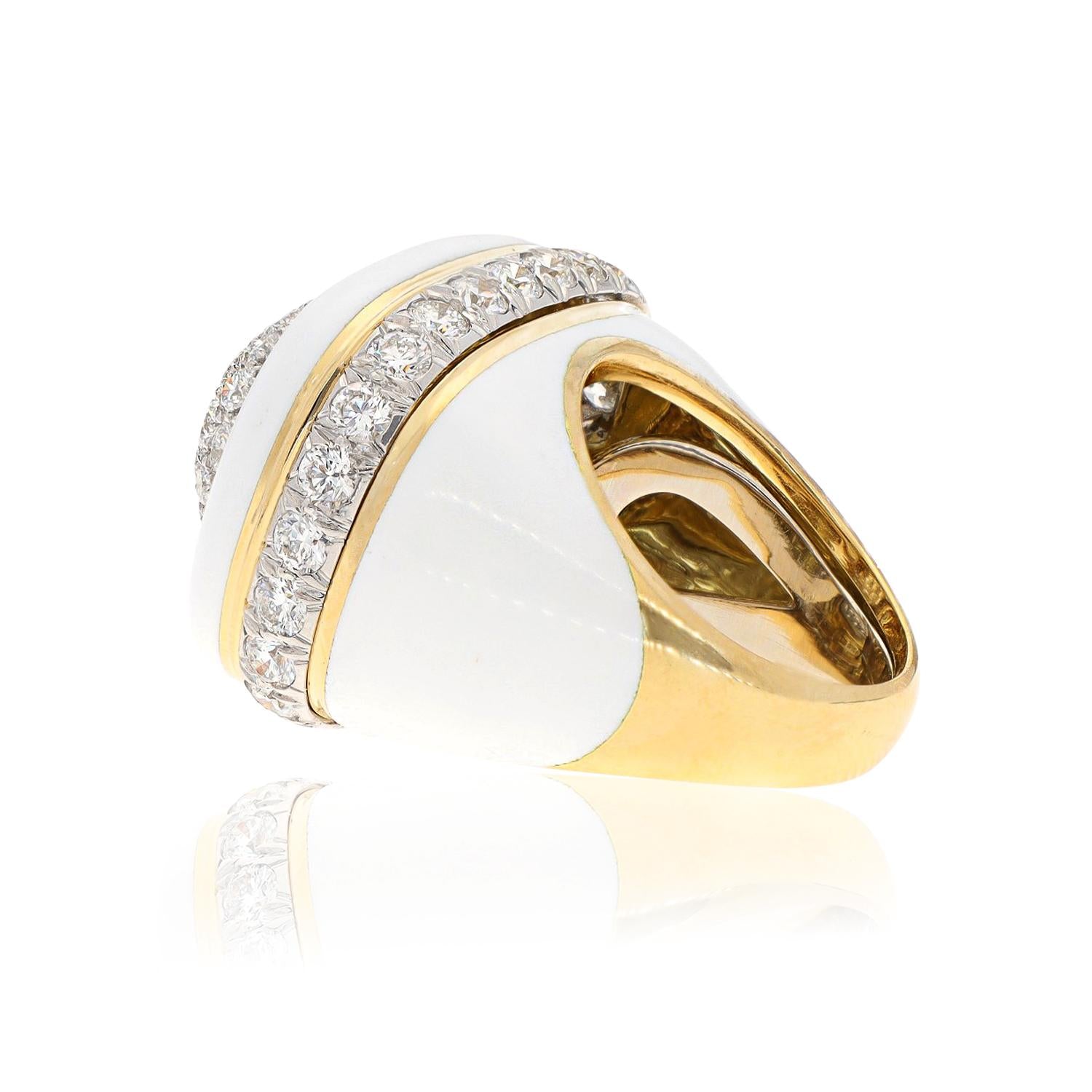 DAVID WEBB Cabana Ring, White Enamel